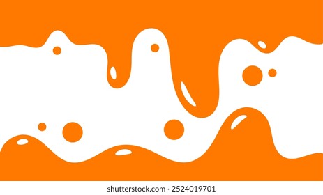 Fondo líquido ondulado naranja. elemento de diseño de miel salpicante. patrón de goteo abstracto de color naranja para el diseño de embalaje. caramelo fundido que fluye sobre fondo blanco.