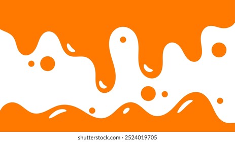 orangefarbener, wellenförmiger, flüssiger Hintergrund. spritzendes Honigdesign. orangefarbenes abstraktes Tropfmuster für Verpackungsdesign. fließender geschmolzener Karamelll auf weißem Hintergrund.