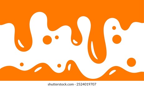 Fondo líquido ondulado naranja. elemento de diseño de miel salpicante. patrón de goteo abstracto de color naranja para el diseño de embalaje. caramelo fundido que fluye sobre fondo blanco.