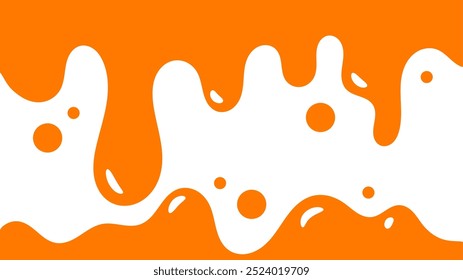 Fondo líquido ondulado naranja. elemento de diseño de miel salpicante. patrón de goteo abstracto de color naranja para el diseño de embalaje. caramelo fundido que fluye sobre fondo blanco.