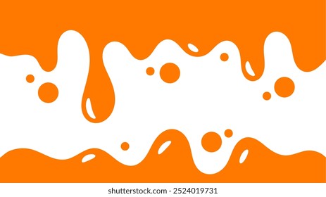 orange wavy liquid background. splashing honey design element. orange colored abstract dripping pattern for packaging design. flowing melted caramel on white background.