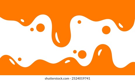 orange wavy liquid background. splashing honey design element. orange colored abstract dripping pattern for packaging design. flowing melted caramel on white background.