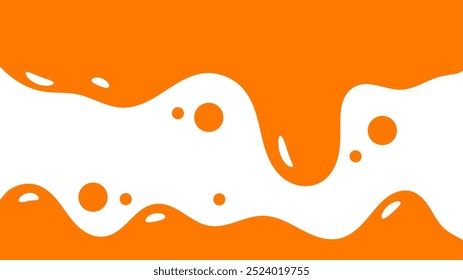 orangefarbener, wellenförmiger, flüssiger Hintergrund. spritzendes Honigdesign. orangefarbenes abstraktes Tropfmuster für Verpackungsdesign. fließender geschmolzener Karamelll auf weißem Hintergrund.