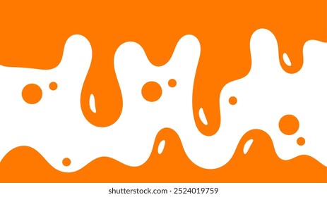 Fondo líquido ondulado naranja. elemento de diseño de miel salpicante. patrón de goteo abstracto de color naranja para el diseño de embalaje. caramelo fundido que fluye sobre fondo blanco.