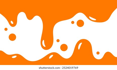Fondo líquido ondulado naranja. elemento de diseño de miel salpicante. patrón de goteo abstracto de color naranja para el diseño de embalaje. caramelo fundido que fluye sobre fondo blanco.