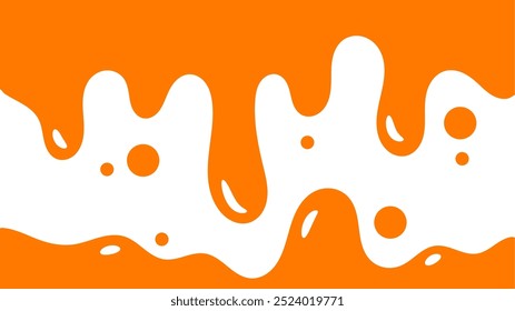 fundo líquido ondulado laranja. elemento de design de mel salpicos. cor laranja padrão de gotejamento abstrato para design de embalagem. fluindo caramelo derretido no fundo branco.