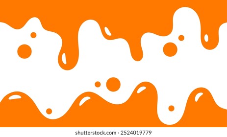 Fondo líquido ondulado naranja. elemento de diseño de miel salpicante. patrón de goteo abstracto de color naranja para el diseño de embalaje. caramelo fundido que fluye sobre fondo blanco.