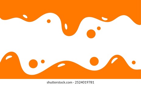 Fondo líquido ondulado naranja. elemento de diseño de miel salpicante. patrón de goteo abstracto de color naranja para el diseño de embalaje. caramelo fundido que fluye sobre fondo blanco.