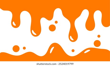 orange wavy liquid background. splashing honey design element. orange colored abstract dripping pattern for packaging design. flowing melted caramel on white background.
