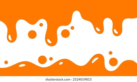 Fondo líquido ondulado naranja. elemento de diseño de miel salpicante. patrón de goteo abstracto de color naranja para el diseño de embalaje. caramelo fundido que fluye sobre fondo blanco.