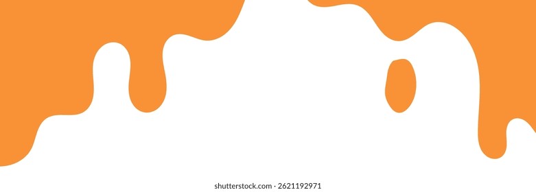 Fondo líquido ondulado naranja. elemento de diseño de miel salpicante. patrón de goteo abstracto de color naranja para el diseño de embalaje. caramelo fundido que fluye sobre fondo blanco.