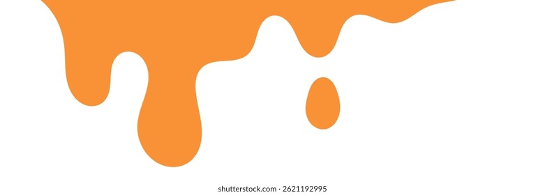 orange wavy liquid background. splashing honey design element. orange colored abstract dripping pattern for packaging design. flowing melted caramel on white background.