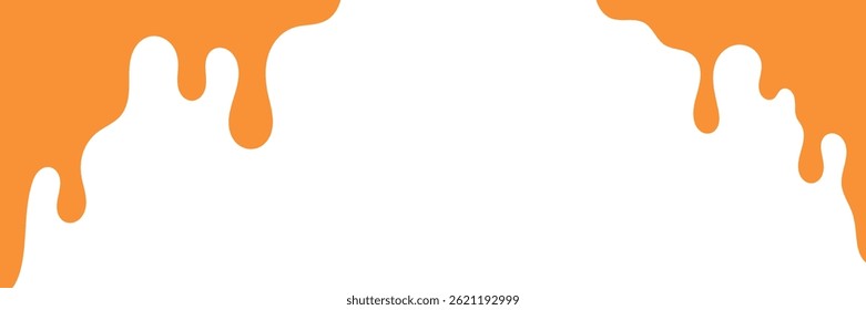 orangefarbener, wellenförmiger, flüssiger Hintergrund. spritzendes Honigdesign. orangefarbenes abstraktes Tropfmuster für Verpackungsdesign. fließender geschmolzener Karamelll auf weißem Hintergrund.