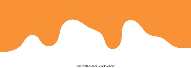 fundo líquido ondulado laranja. elemento de design de mel salpicos. cor laranja padrão de gotejamento abstrato para design de embalagem. fluindo caramelo derretido no fundo branco.
