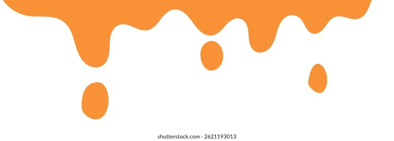 orangefarbener, wellenförmiger, flüssiger Hintergrund. spritzendes Honigdesign. orangefarbenes abstraktes Tropfmuster für Verpackungsdesign. fließender geschmolzener Karamelll auf weißem Hintergrund.
