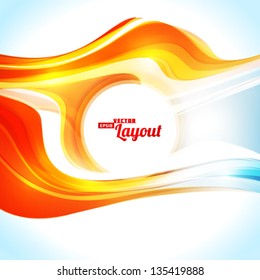 Orange wavy template. Vector