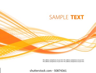 Orange wavy template. Vector