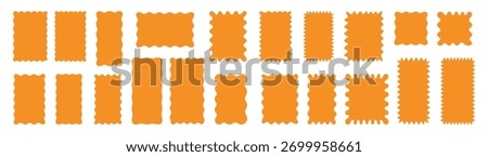 Orange wavy zigzag rectangle frames set on transparent background