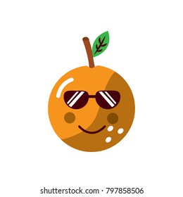 orange wearing sunglasses happy fruit kawaii icon image