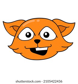 orange weasel head laughing happily, vector illustration carton emoticon. doodle icon drawing