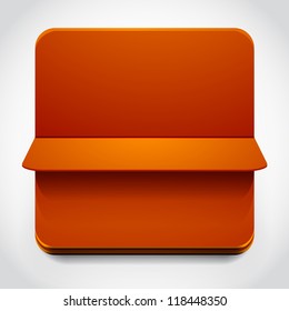 Orange web box with mechanical page turning over. Vector blank illustration