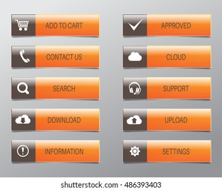 Orange Web Buttons, high quality vector illustration EPS10