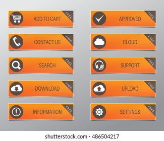 Orange Web Buttons, high quality vector illustration EPS10