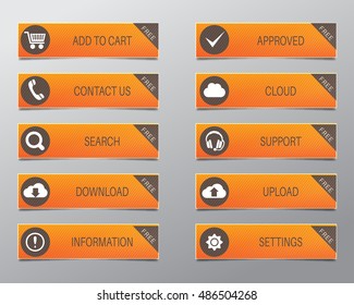 Orange Web Buttons, high quality vector illustration EPS10