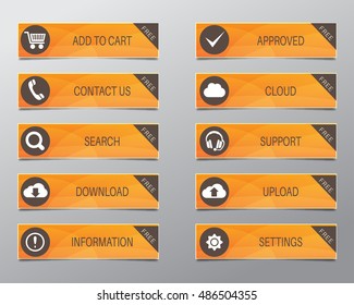 Orange Web Buttons, high quality vector illustration EPS10