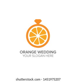 orange wedding icon logo design template