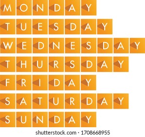 Orange Weekdays with Letters in the Box