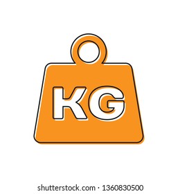 Orange Weight icon isolated on white background. Kilogram weight block for weight lifting and scale. Mass symbol. Vector Illustration