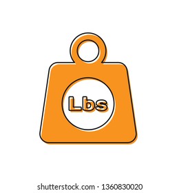 Orange Weight pounds icon isolated on white background. Pounds weight block for weight lifting and scale. Mass symbol. Vector Illustration