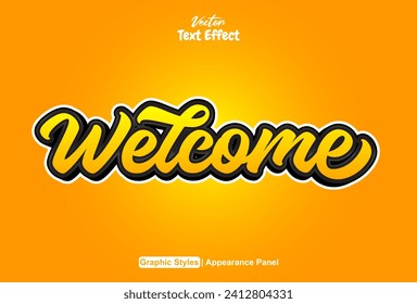 orange welcome text effect with graphic style and editable.