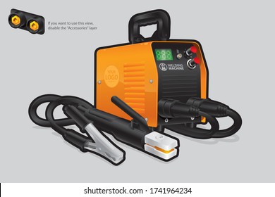 Máquina de soldadura naranja con asa de carga y accesorios de soldadura