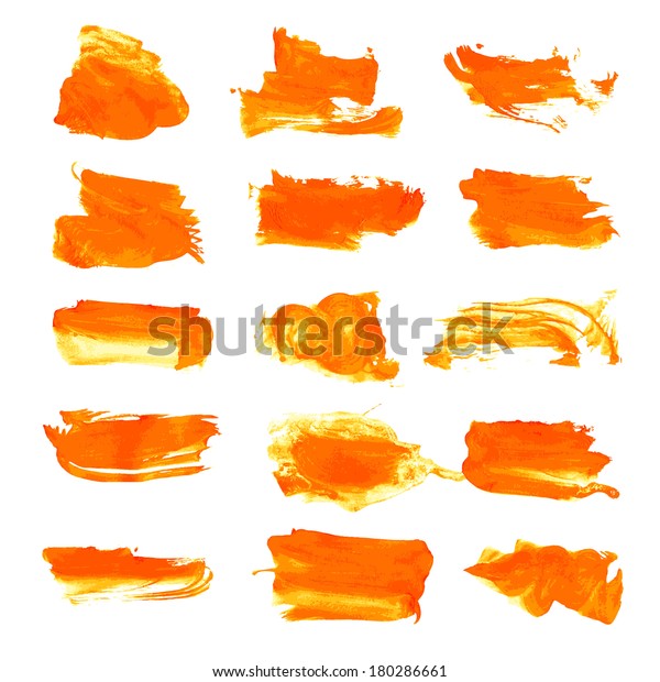 Orange Wet Paint Brush Strokes On Stock Vector (Royalty Free) 180286661