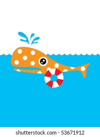 orange whale learn swimming