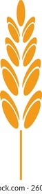 Orange wheat stalk icon representing agriculture, farming, food production, and healthy eating, with a simple, stylized design suitable for logos, branding, and various graphic applications