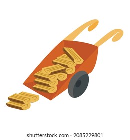 orange wheelbarrow, in which there is some wood vector illustration