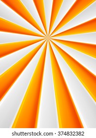 Orange and white abstract rays circle vector poster background