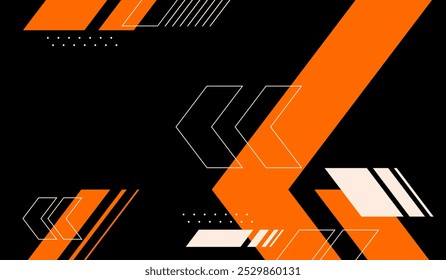 Formas abstractas naranjas y blancas con diseño de Vector de fondo negro