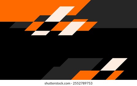 Orange and white abstract shapes with black background vector design