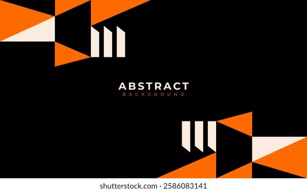 Orange and white abstract shapes with black background vector design