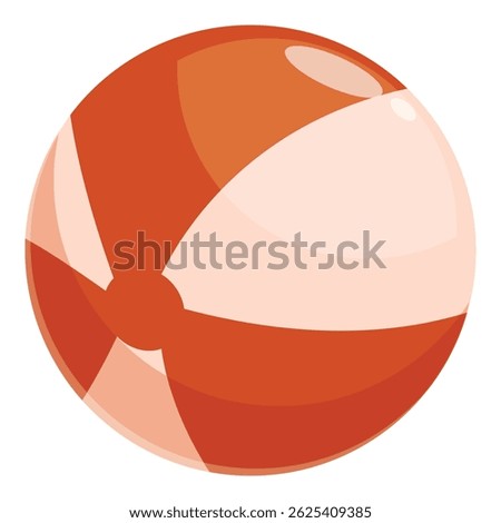 Orange and white beach ball floating on a white background
