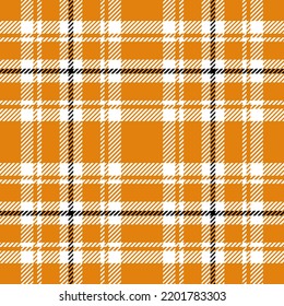 Orange, White And Black Halloween Plaid. Seamless Vector Check Pattern Suitable For Fashion, Home Decor And Stationary.