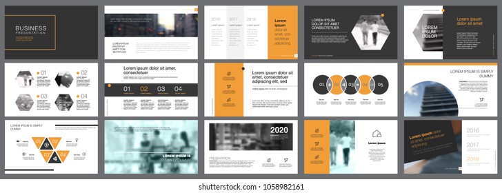 Orange, white and black infographic design elements for presentation slide templates. Business and planning concept can be used for financial report, advertising, workflow layout and brochure design.
