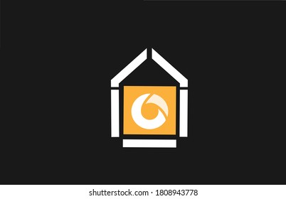 orange white black O alphabet letter logo icon.  Design for company and business identity