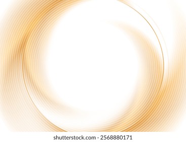 Orange white blurred glossy circle and radial lines abstract minimal geometric background. Vector tech design