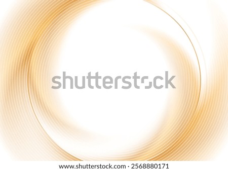 Orange white blurred glossy circle and radial lines abstract minimal geometric background. Vector tech design