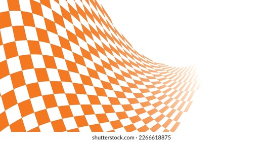 Orange and white checkered abstract background. Race background with space for text. Racing flag vector illustration. Flag race background.  svg